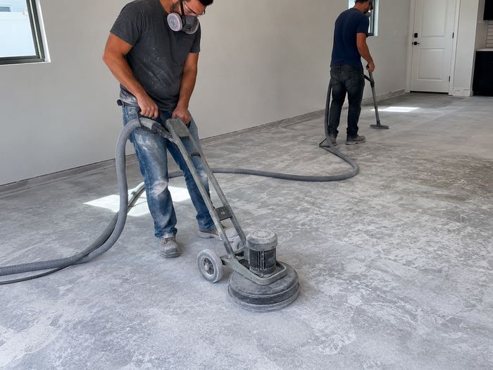 Diamond grinding concrete before a commercial coating